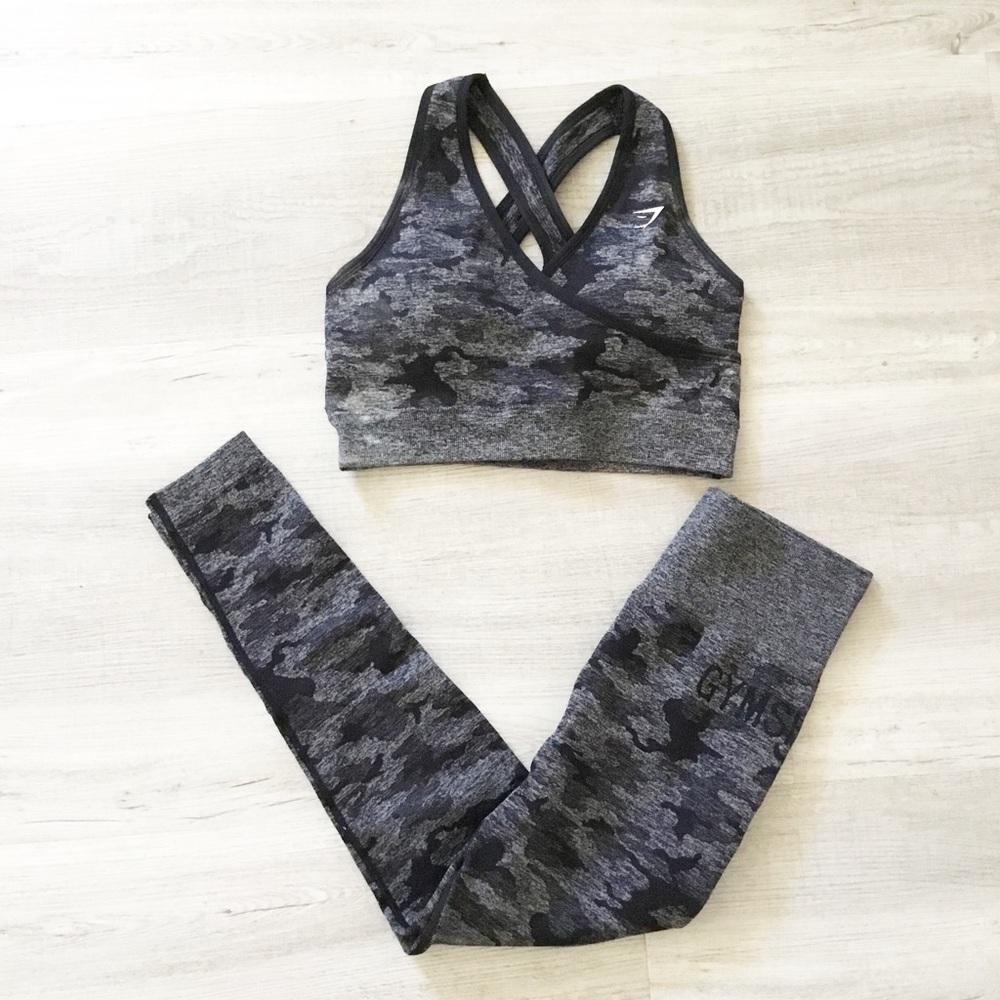 GYMSHARK ADAPT CAMO SPORTS BRA AND LEGGING SET Size M & S Set